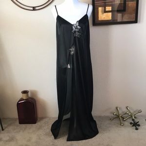 Sexy Black Lace Slit Long Maxi Nightgown Slip Dress Night Dress Chemise Lingerie